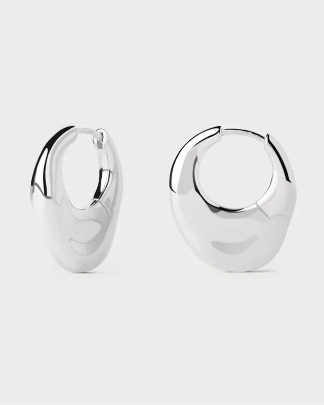 PDPAOLA Volcano créoles argent 20,7 mm épaisses