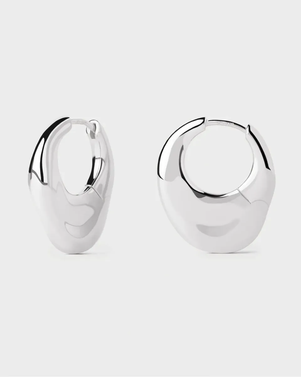 PDPAOLA Volcano créoles argent 20,7 mm épaisses
