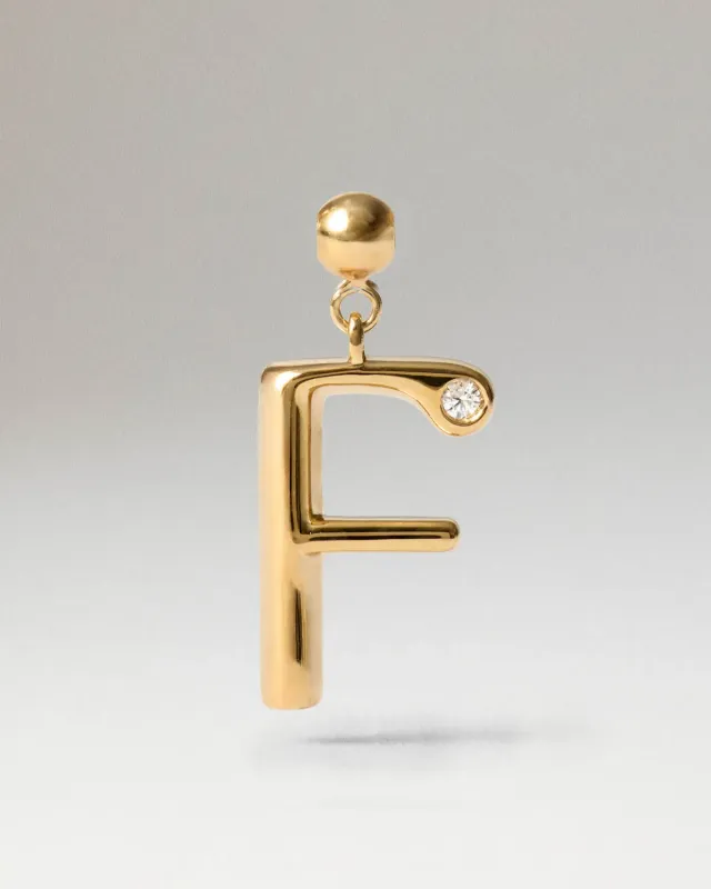 PDPAOLA Initial F charm lettre zircone
