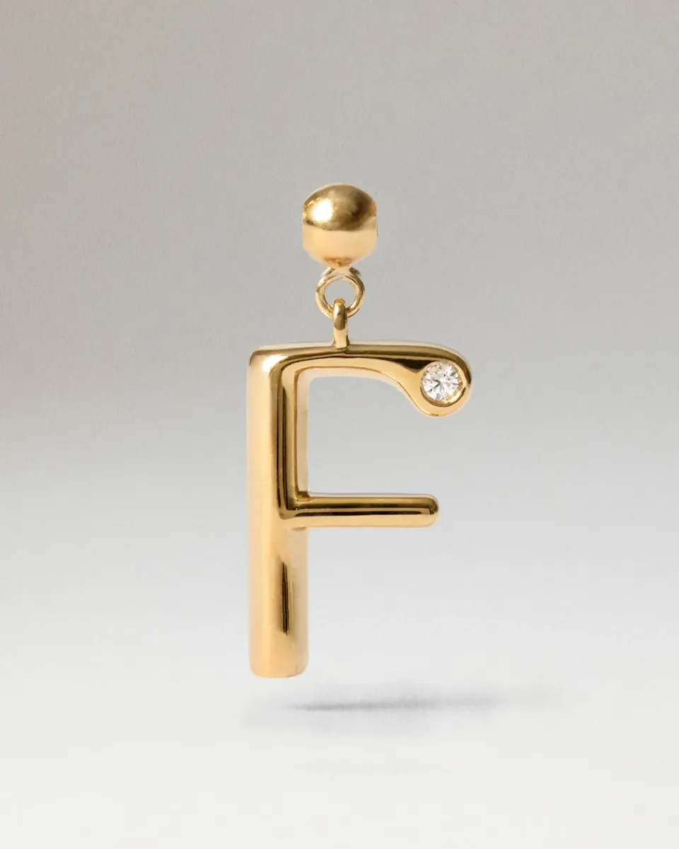PDPAOLA Initial F charm lettre zircone