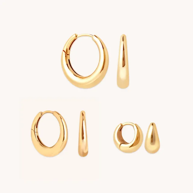 Astrid & Miyu Dome Hoops coffret boucles or doré