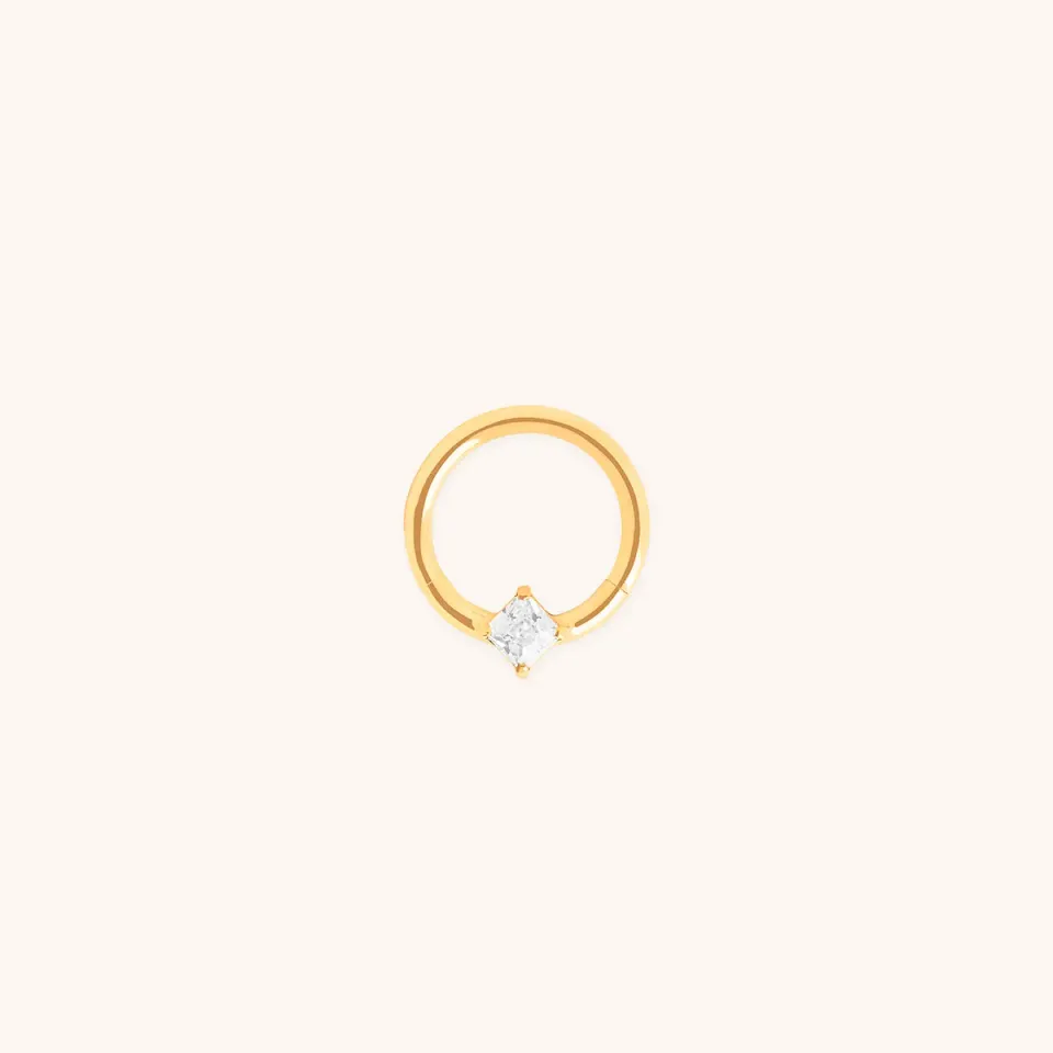 Astrid & Miyu Square Crystal anneau daith or titane