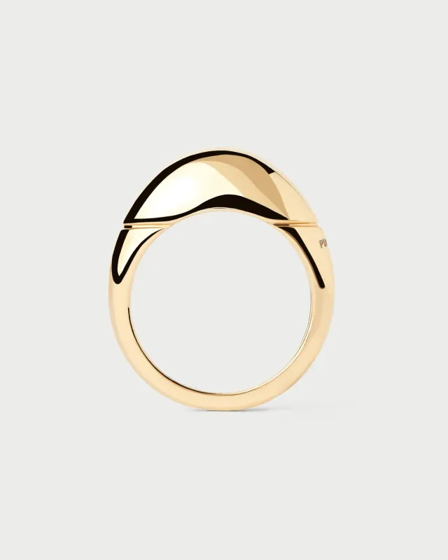 PDPAOLA Bamboo bague large dorée 10 mm taille 8