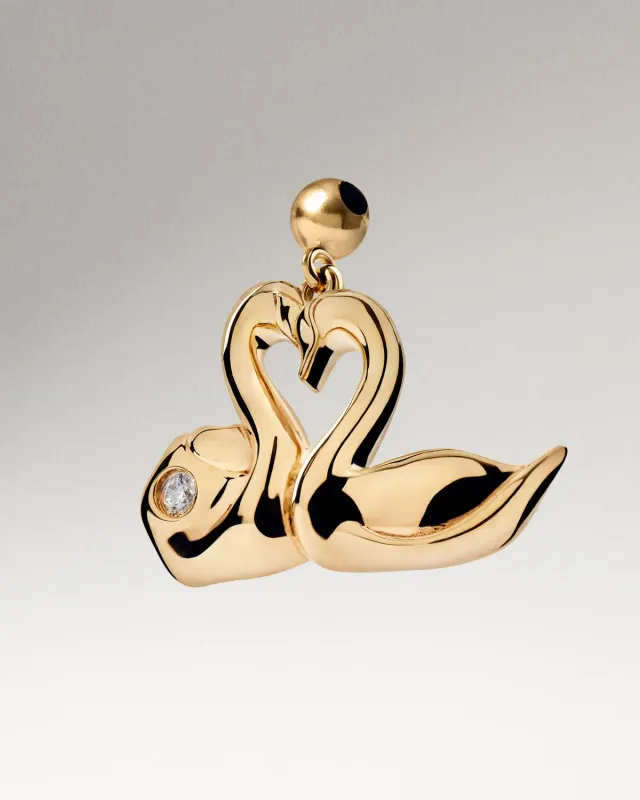 PDPAOLA Love Swans charm doré zirconia blanche