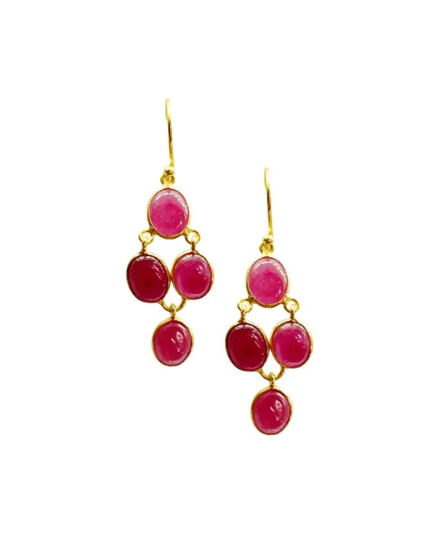 Le Fourbi de Capucine G32 boucles d’oreilles argent doré rubis