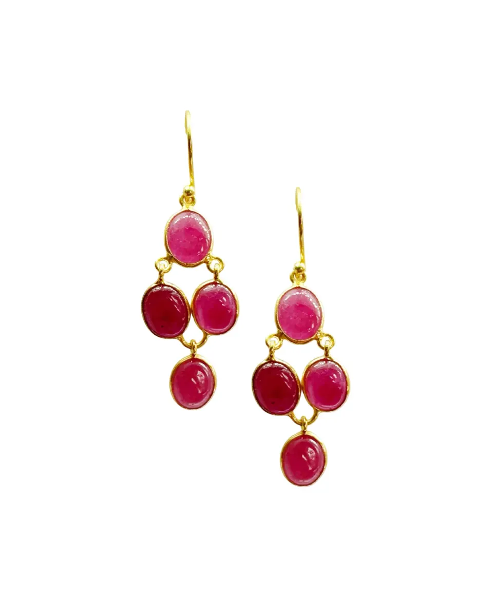 Le Fourbi de Capucine G32 boucles d’oreilles argent doré rubis