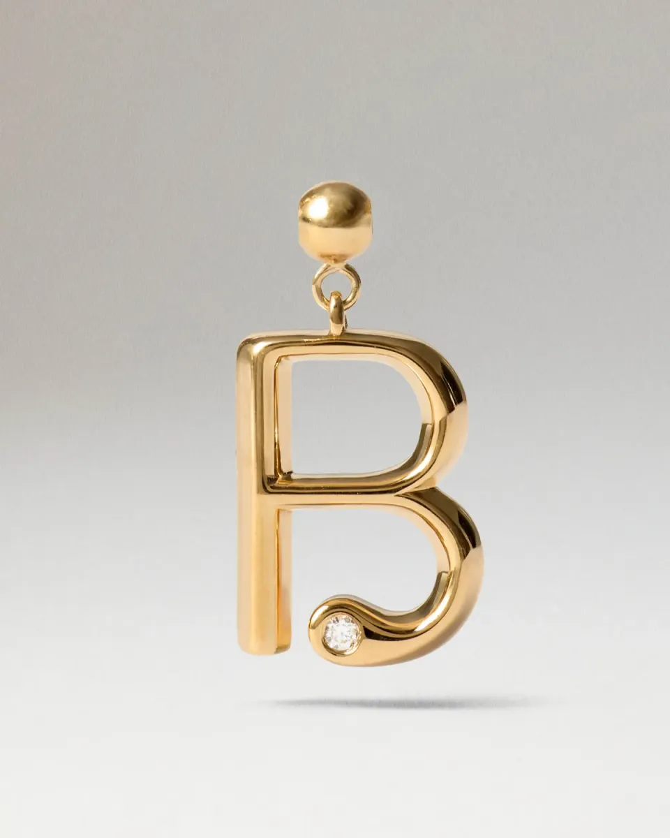 PDPAOLA Initiale B charm plaqué or zirconias