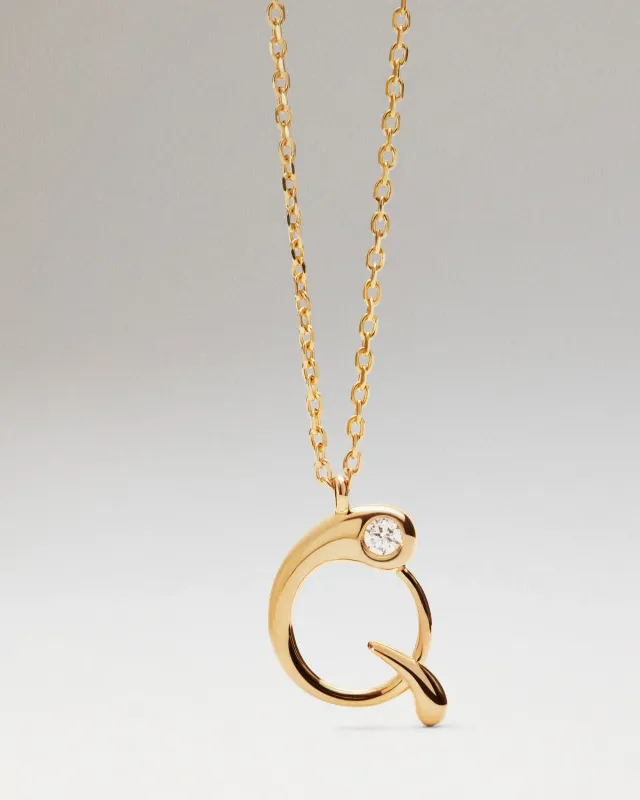PDPAOLA Lettre Q collier initiale pendentif or 40-50 cm