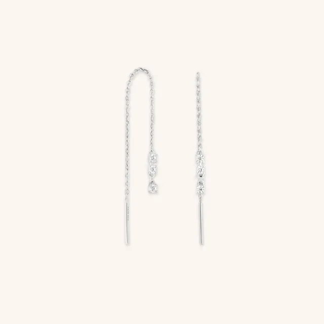 Astrid & Miyu Crystal Thread Through boucles argent cristal