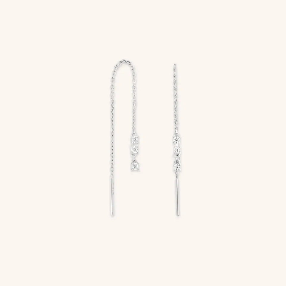 Astrid & Miyu Crystal Thread Through boucles argent cristal