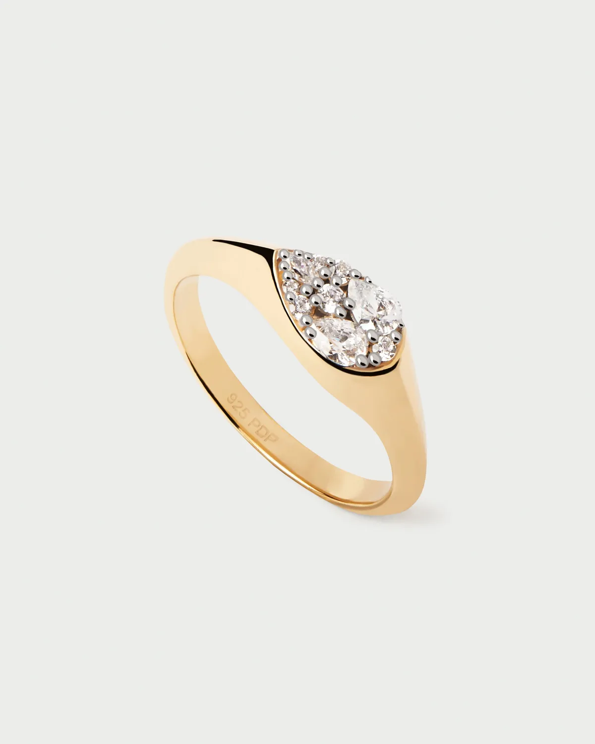 PDPAOLA Vanilla Stamp bague zirconia argent