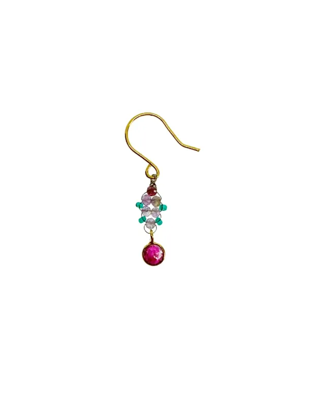 Le Fourbi de Capucine ROSE20 boucles d'oreilles laiton doré améthyste