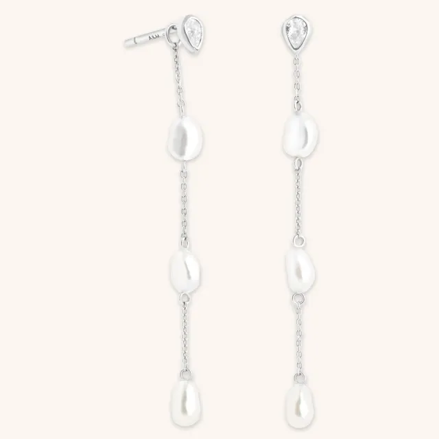 Astrid & Miyu Pearl Chain boucles argent perle chaîne