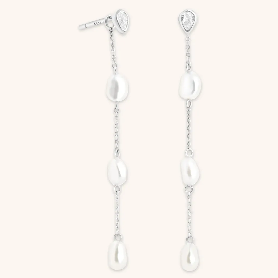 Astrid & Miyu Pearl Chain boucles argent perle chaîne
