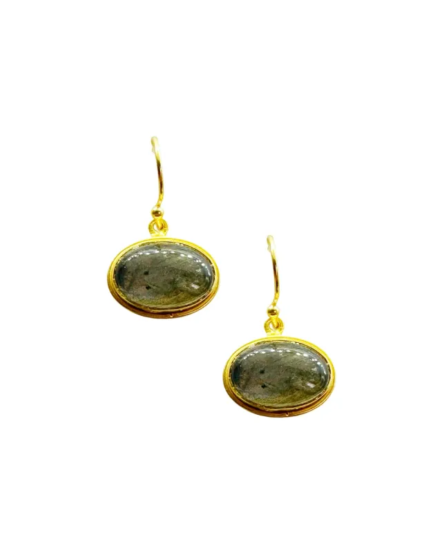 Le Fourbi de Capucine G21 boucles d'oreilles argent doré labradorite