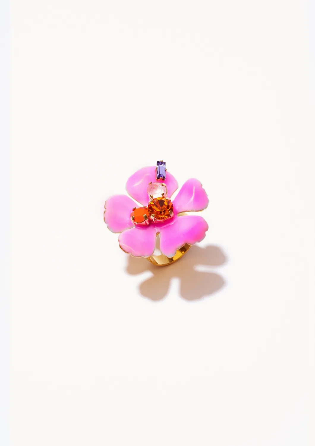 Philippe Ferrandis Ischia bague fleur émail blanc ajustable
