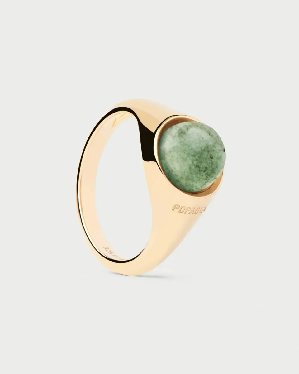 PDPAOLA Moon Aventurine bague plaqué or 8 mm