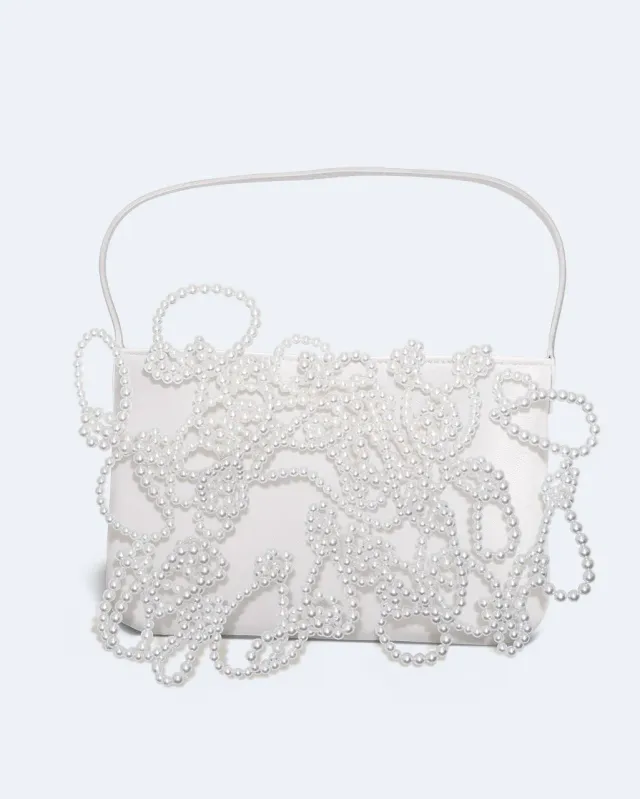Completedworks Pearly Pearl sac cuir blanc perles