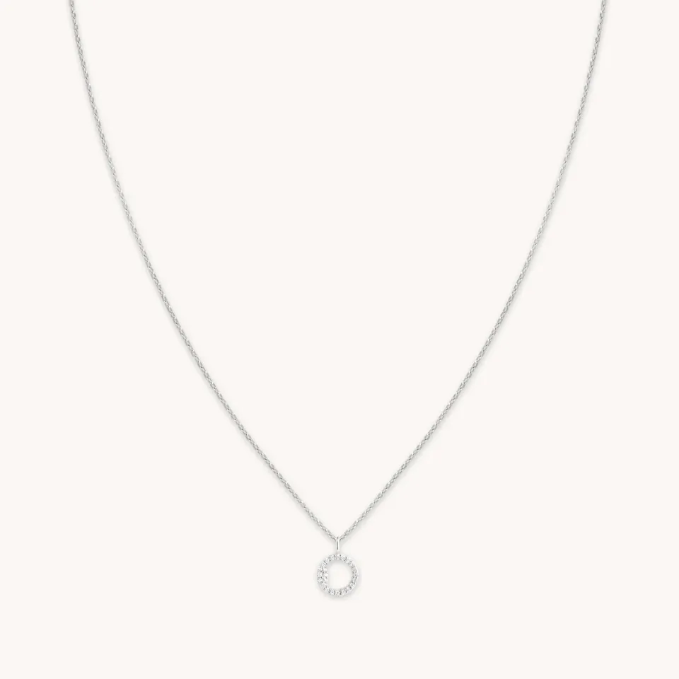 Astrid & Miyu O Initial Pavé collier argent lettre O