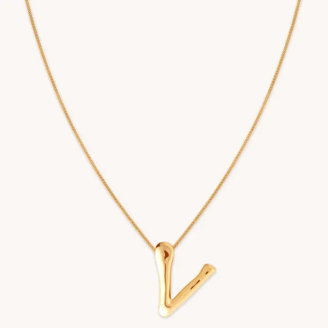 Astrid & Miyu V Initial Bold Collier or lettre V large