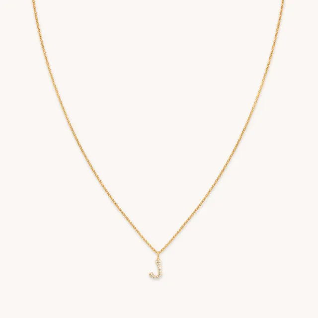 Astrid & Miyu J Initial Pavé pendentif collier doré lettre J