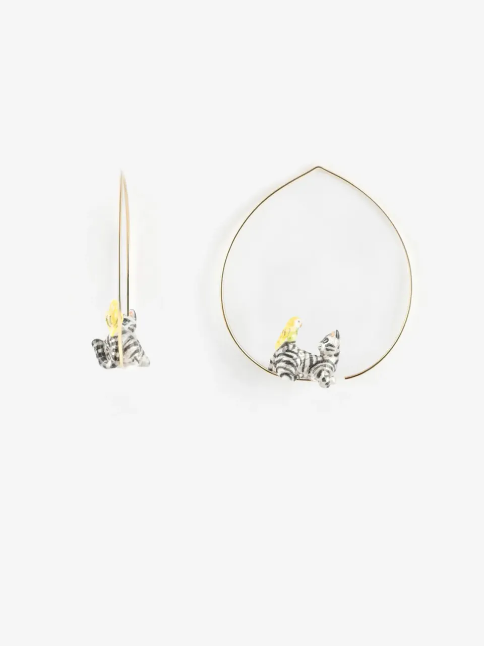 Nach Bijoux moyennes créoles chat tabby boucles d'oreilles