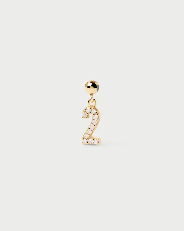 PDPAOLA 2 breloque chiffre 2 zirconia blanc