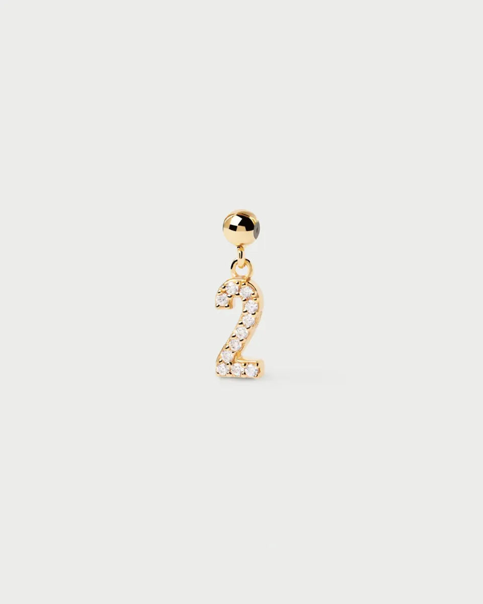 PDPAOLA 2 breloque chiffre 2 zirconia blanc