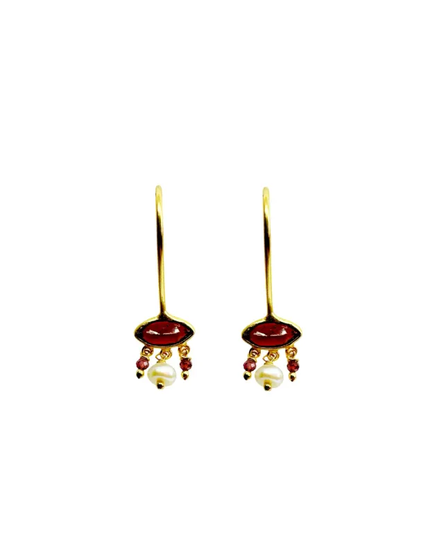 Le Fourbi de Capucine N15 boucles d'oreille grenat perle