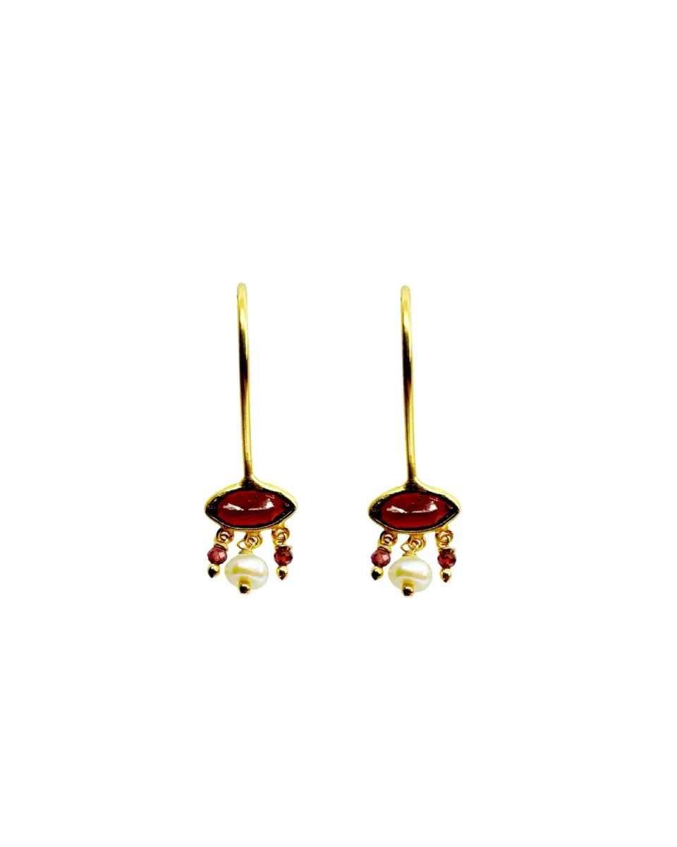 Le Fourbi de Capucine N15 boucles d'oreille grenat perle