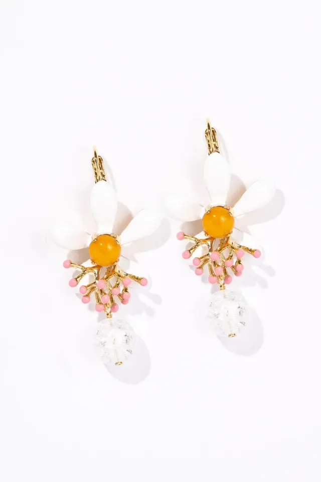 Philippe Ferrandis Neroli boucles dormeuses perle émail blanc