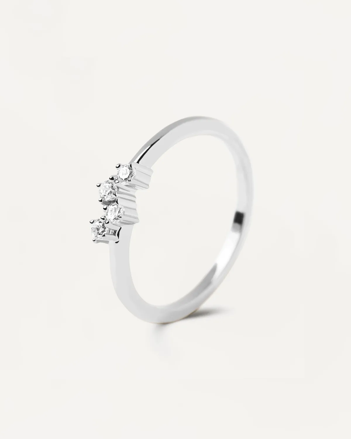 PDPAOLA Quatre bague argent zircones blanches