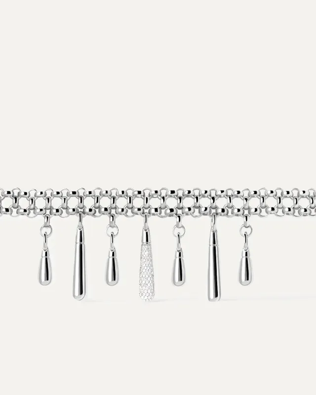 PDPAOLA Jelly collier choker argent 33 cm zirconia blanc