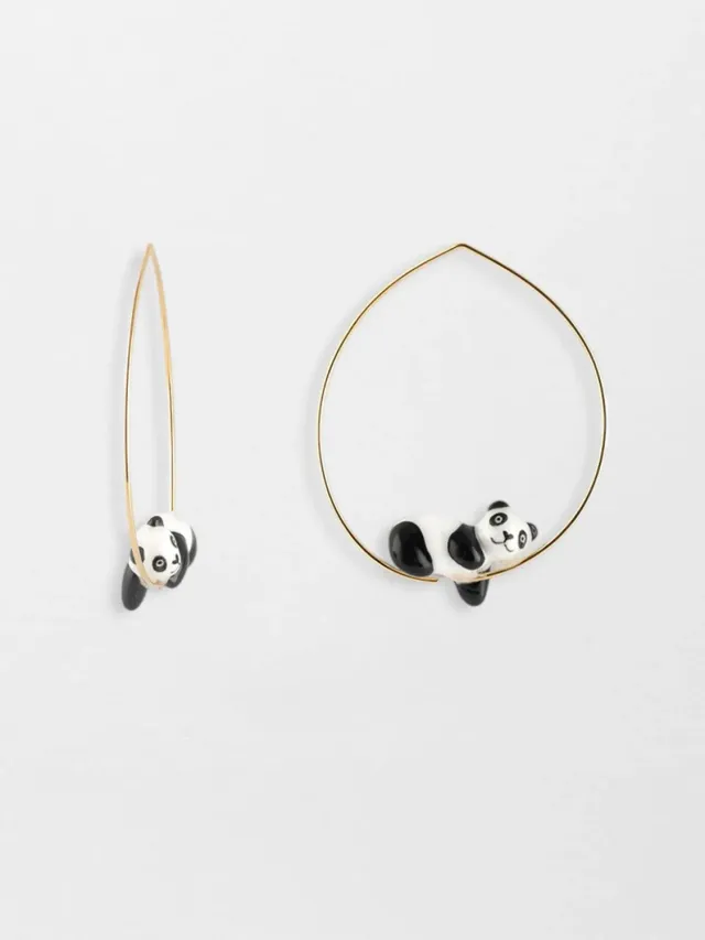 Nach Bijoux Panda dormant moyennes créoles noir blanc