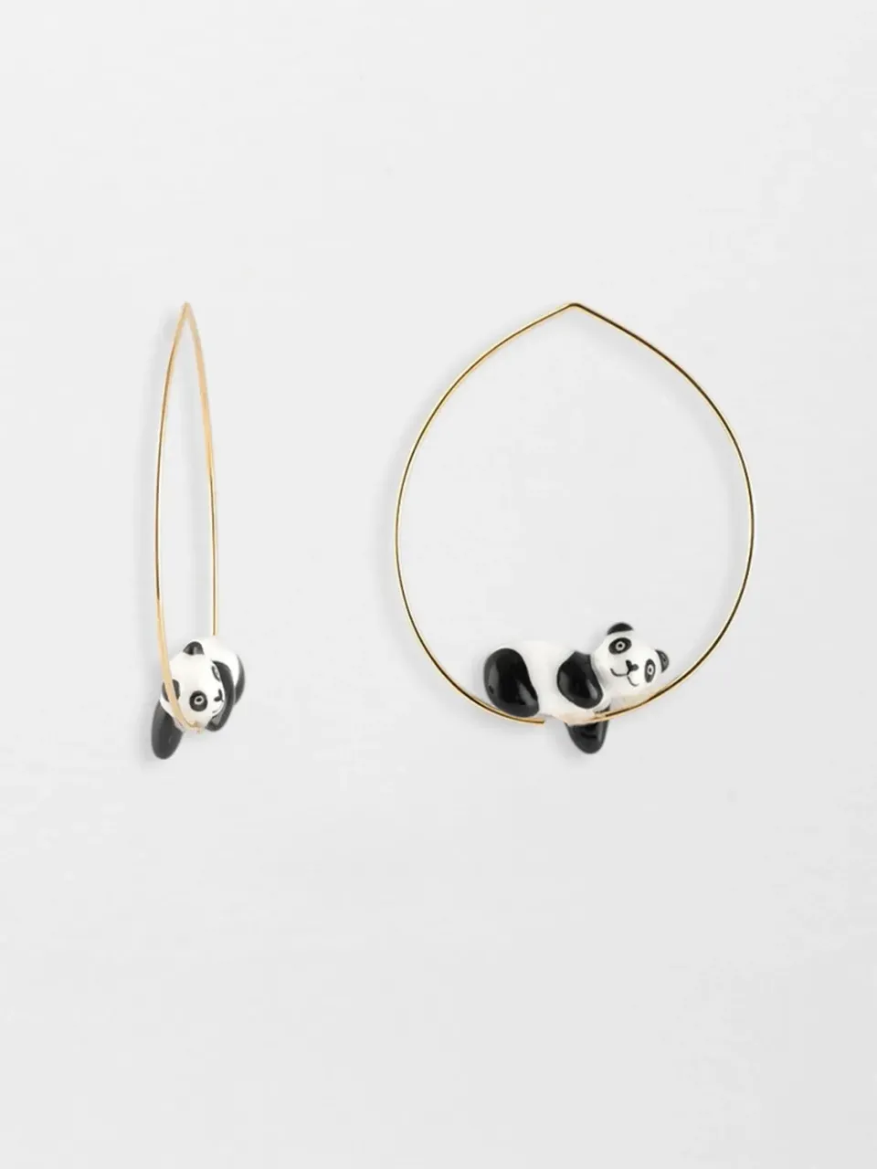 Nach Bijoux Panda dormant moyennes créoles noir blanc