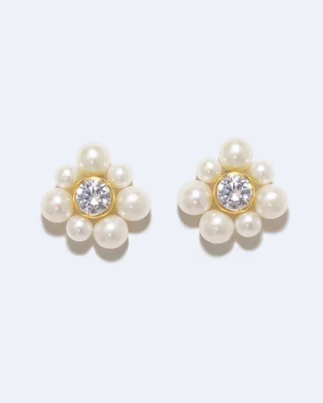 Completedworks Dandelion boucles perle zirconia vermeil
