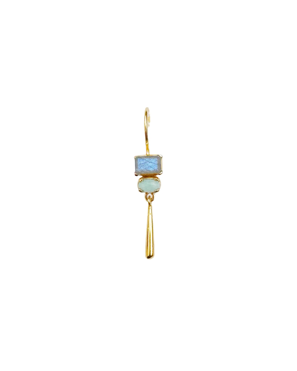 Le Fourbi de Capucine P60 boucles d'oreilles laiton doré larimar