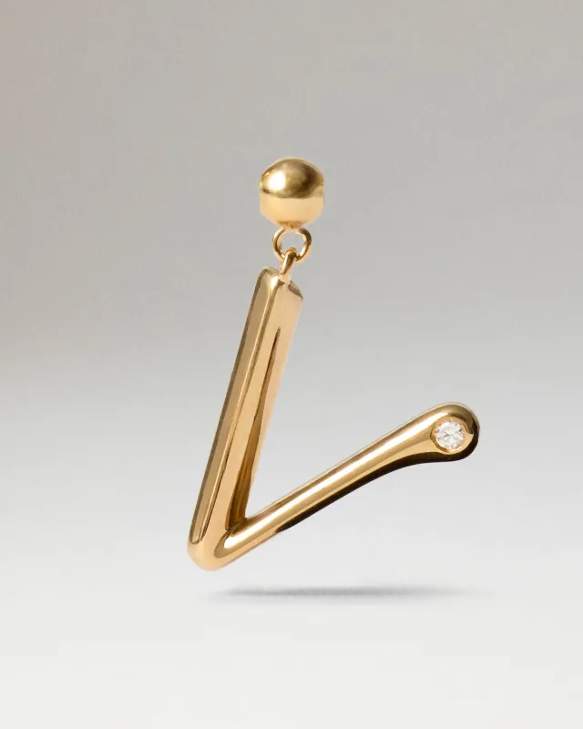 PDPAOLA Initial V charm lettre doré zirconia