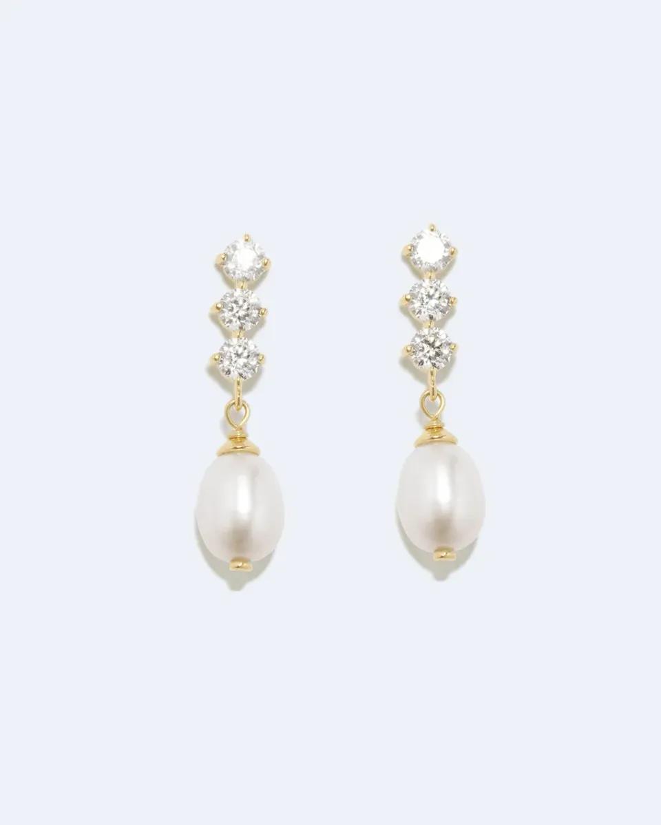 Completedworks Voyage boucles perle zirconia vermeil