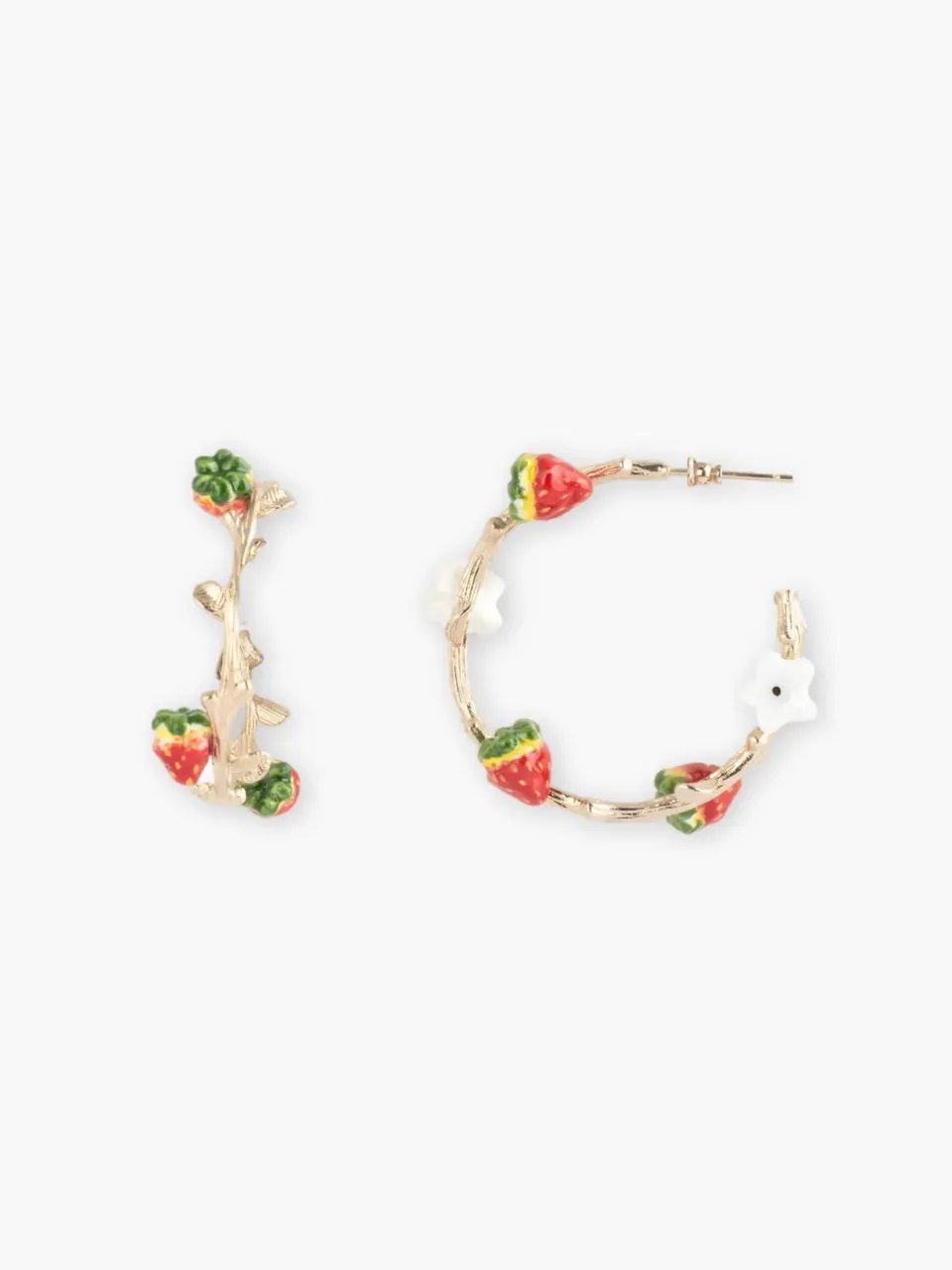 Nach Bijoux Belles du Sud créoles fraises fleur boucles porcelaine