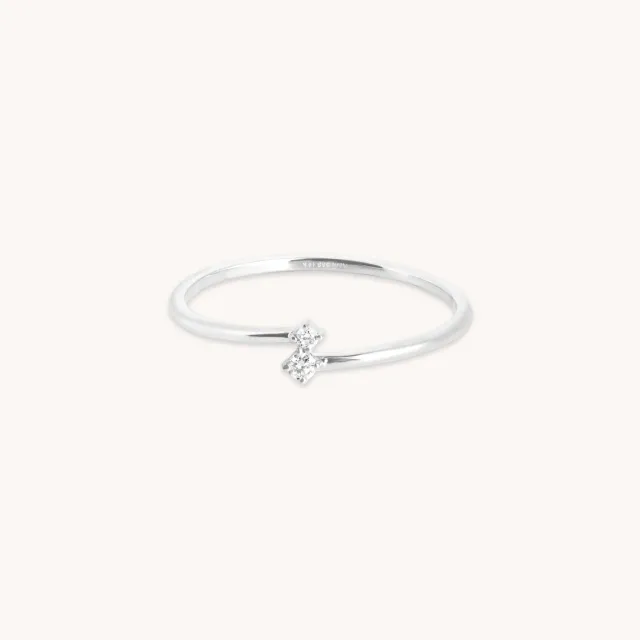 Astrid & Miyu Diamond Duo Open bague or blanc diamants