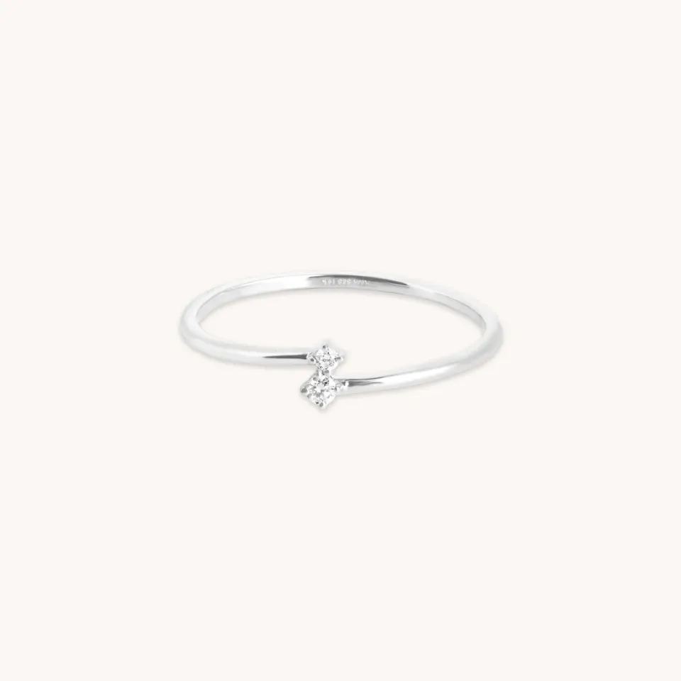 Astrid & Miyu Diamond Duo Open bague or blanc diamants