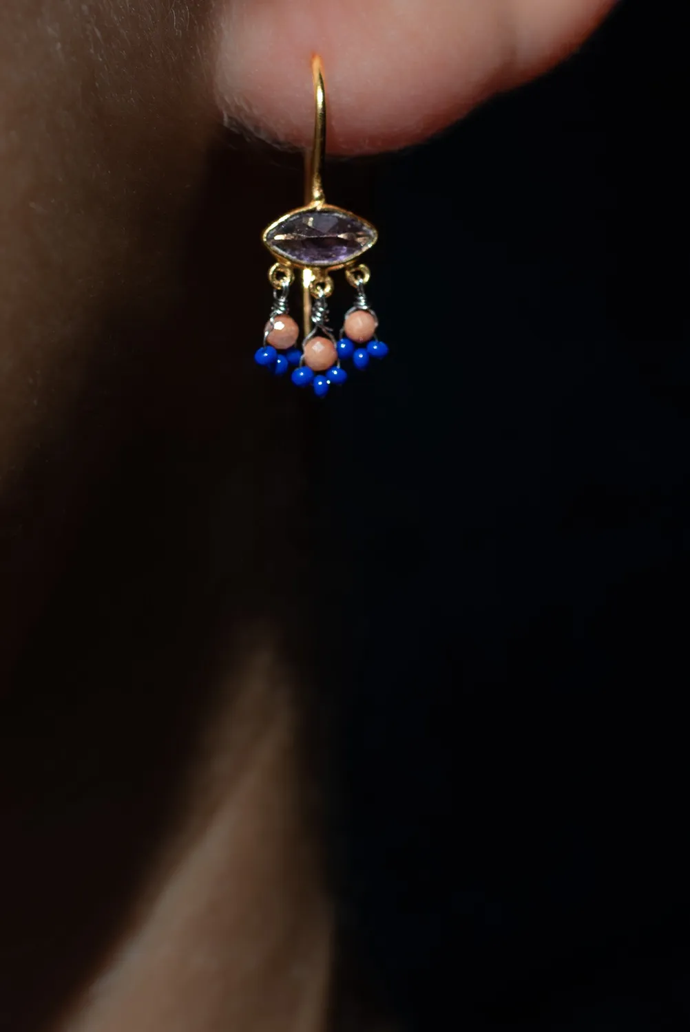 Le Fourbi de Capucine P55 boucles d'oreilles améthyste grenat