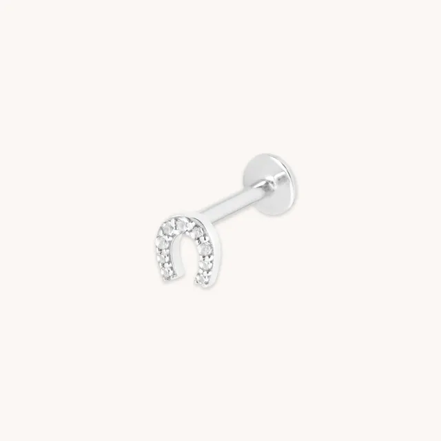 Astrid & Miyu Horseshoe piercing pavé or blanc massif