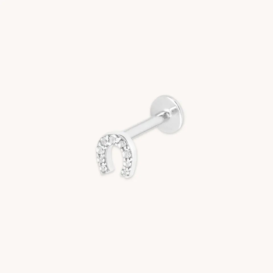 Astrid & Miyu Horseshoe piercing pavé or blanc massif