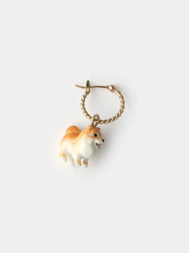 Nach Bijoux Chien Spitz mini créole porcelaine