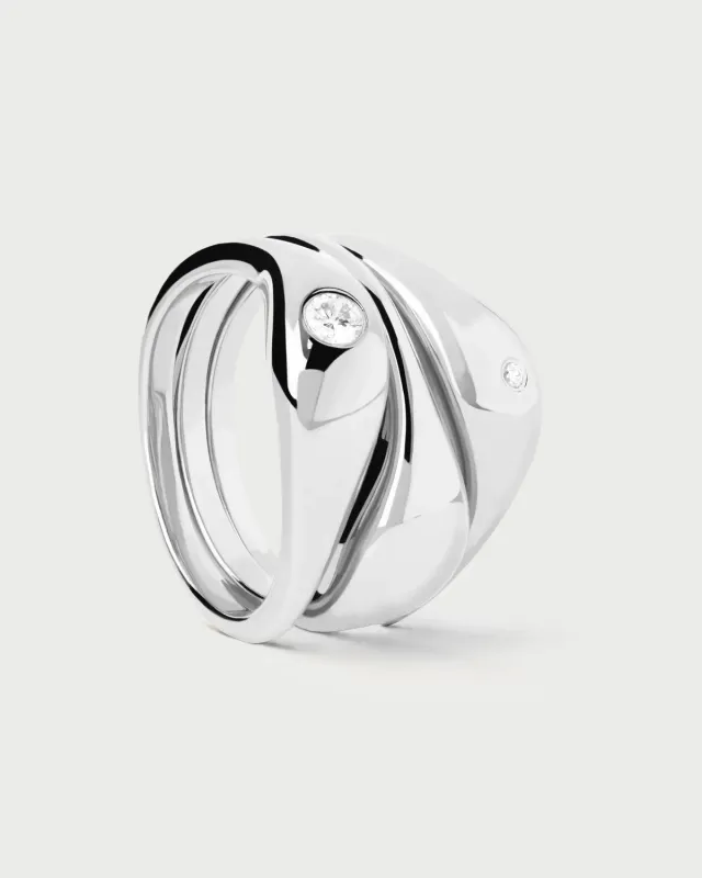 PDPAOLA Sugar parure 3 bagues argent zirconia