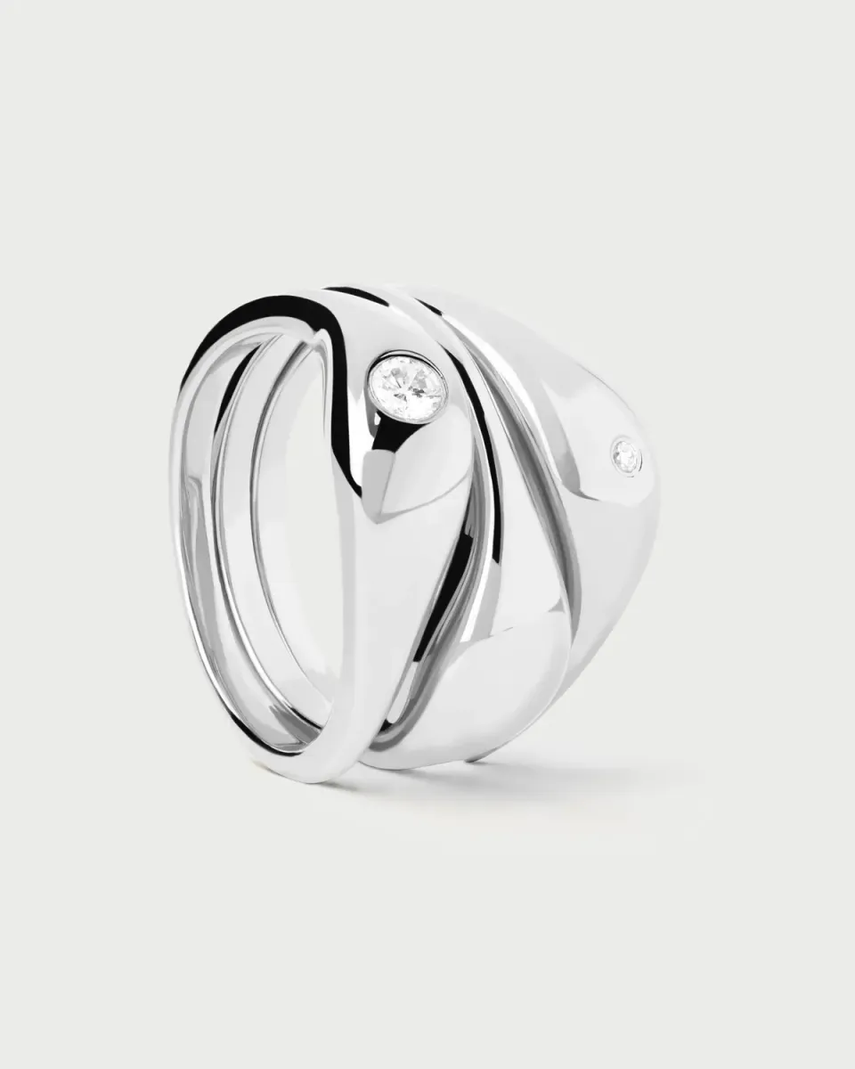 PDPAOLA Sugar parure 3 bagues argent zirconia