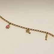Astrid & Miyu Pink Sapphire Beaded breloque or saphir rose