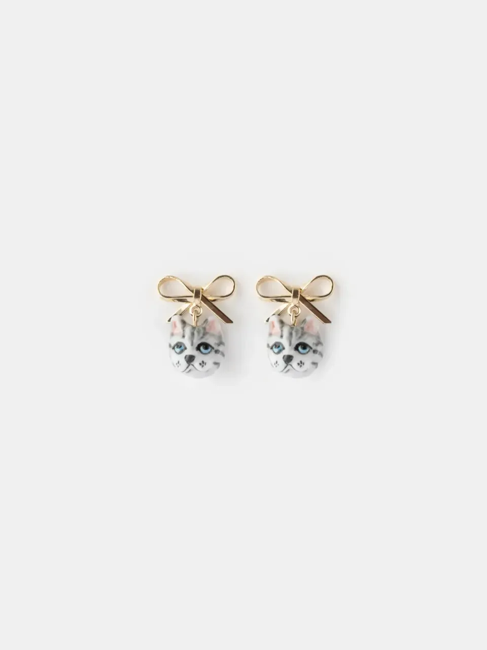 Nach Bijoux Chien et chat tabby boucles pendantes nœud
